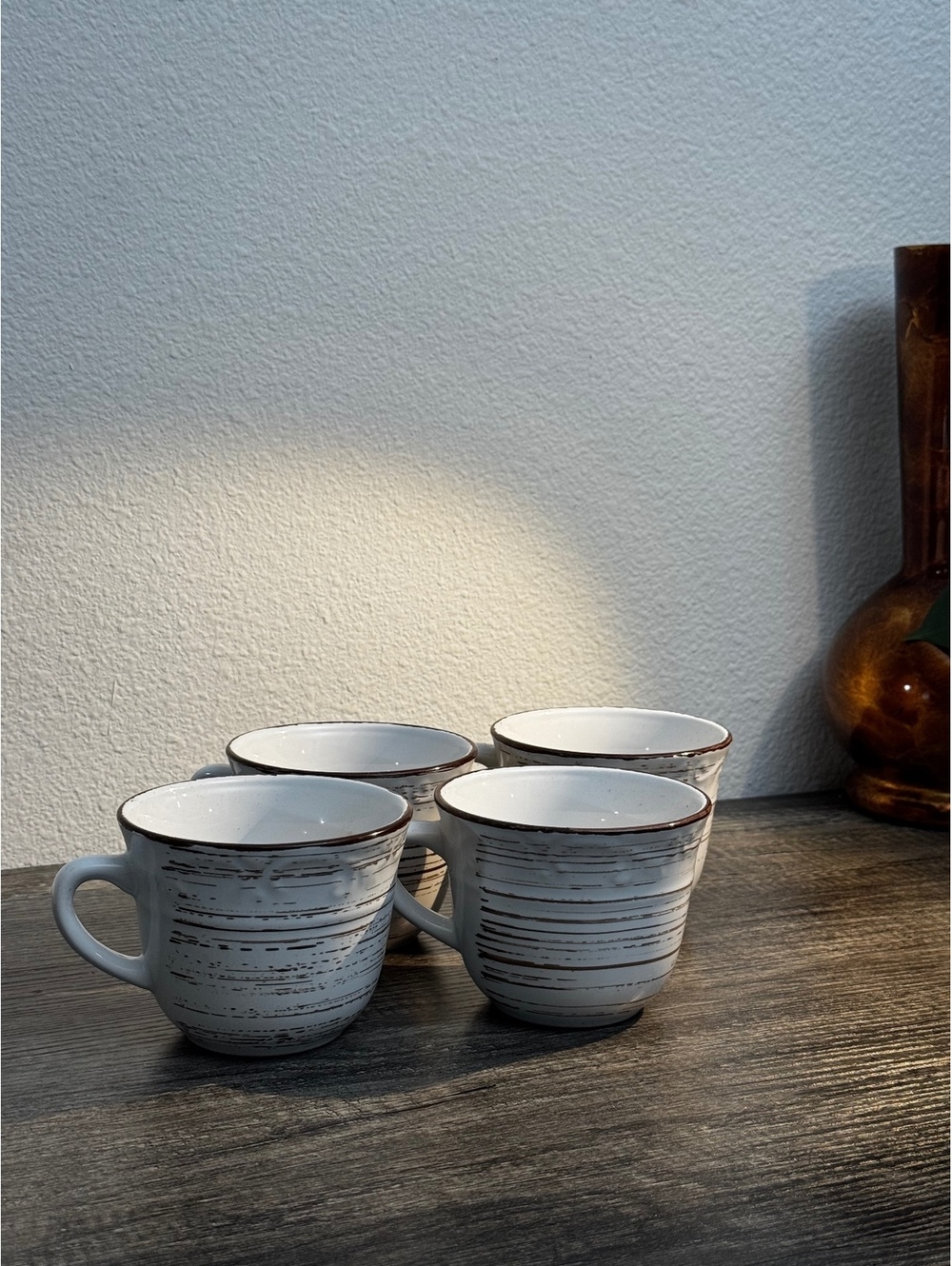 Gourmet Basics by Mikasa Trellis Coffee Mugs Set of 4 Stoneware 13.5 oz